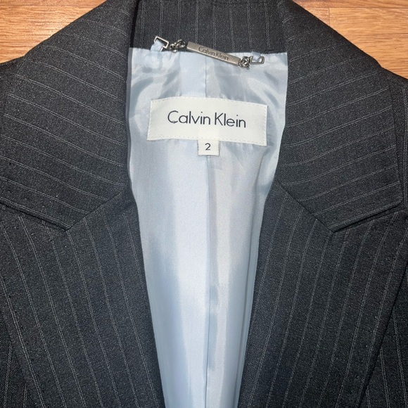 Calvin Klein Charcoal Pinstripe Blazer - Picture 2 of 4